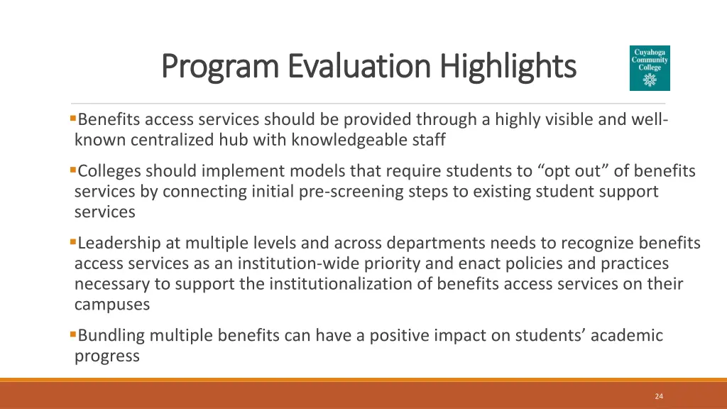 program evaluation highlights program evaluation
