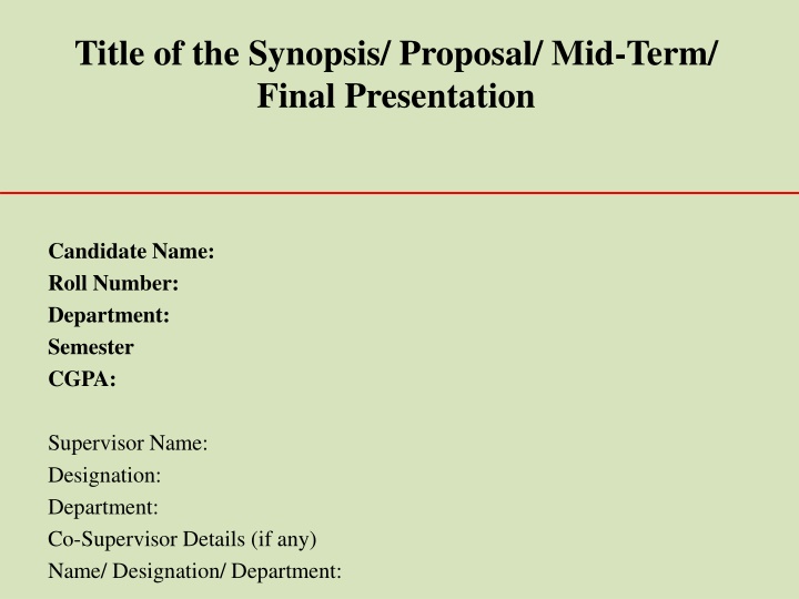 title of the synopsis proposal mid term final