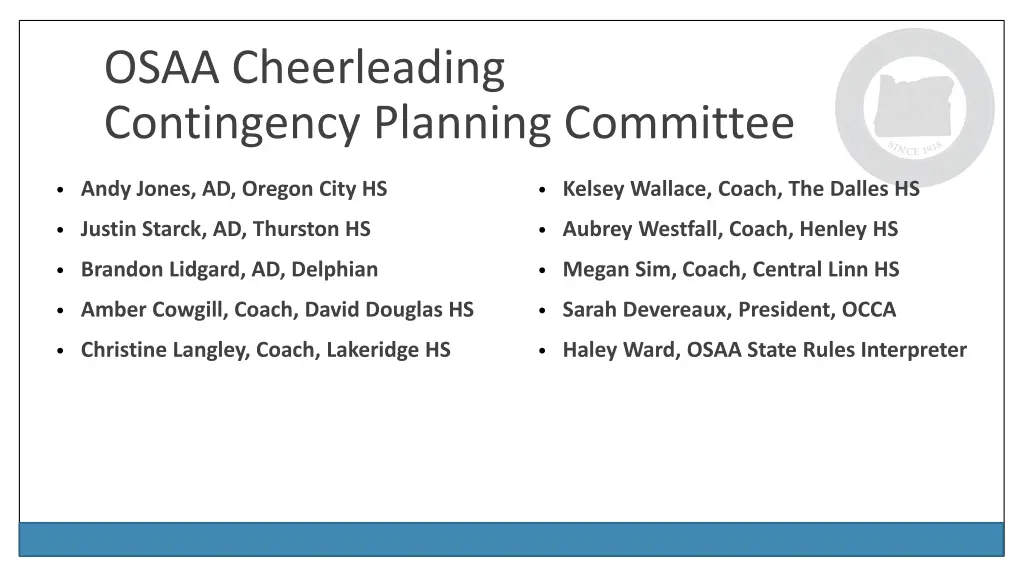 osaa cheerleading contingency planning committee
