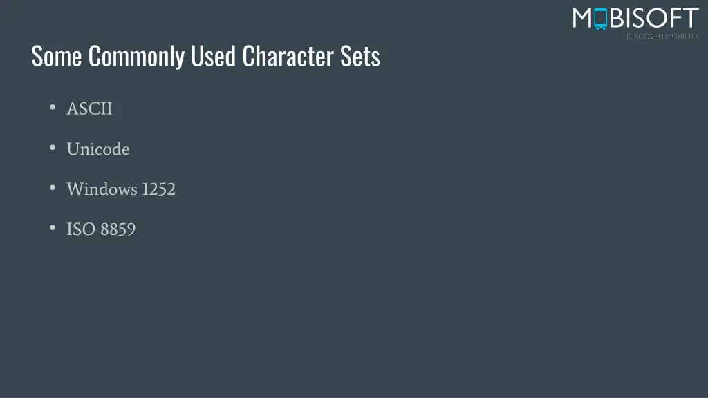 some commonly used character sets