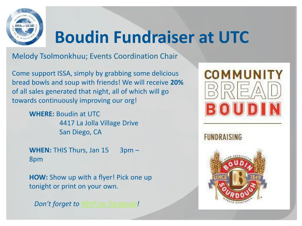 boudin fundraiser at utc