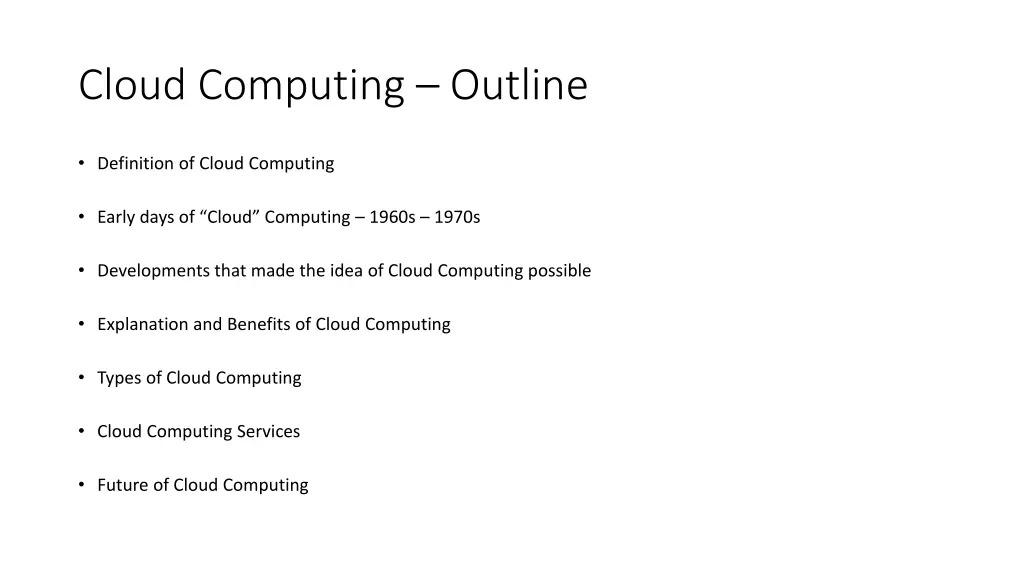 cloud computing outline