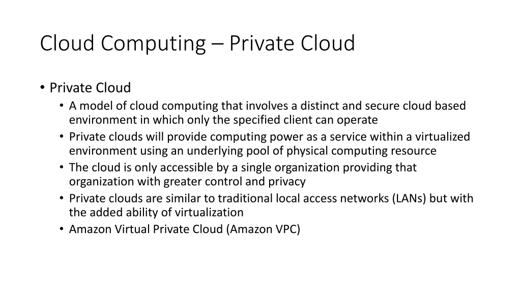 cloud computing private cloud