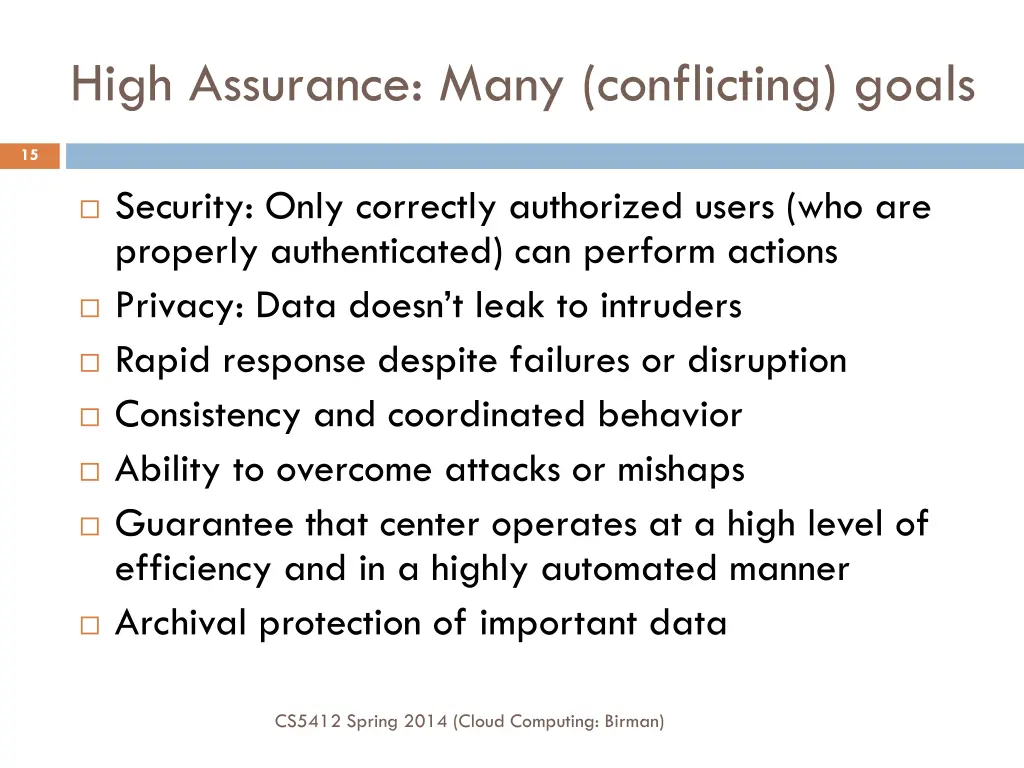 high assurance many conflicting goals