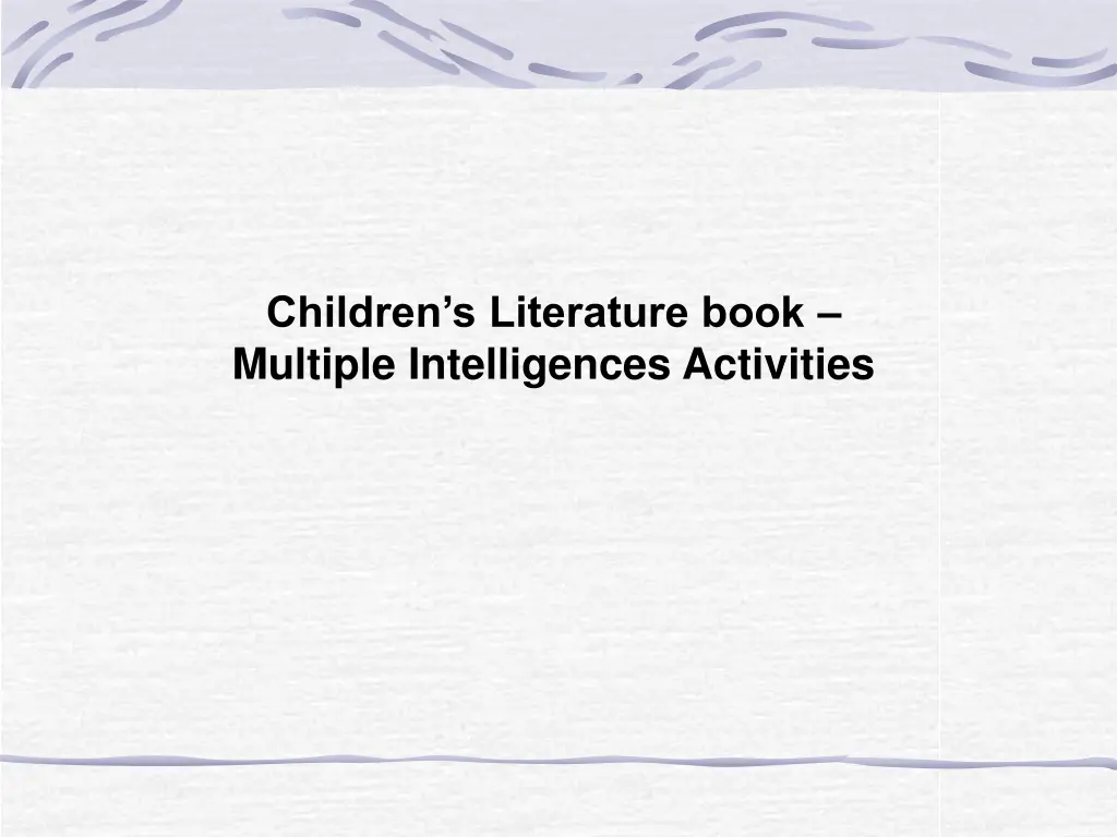 children s literature book multiple intelligences
