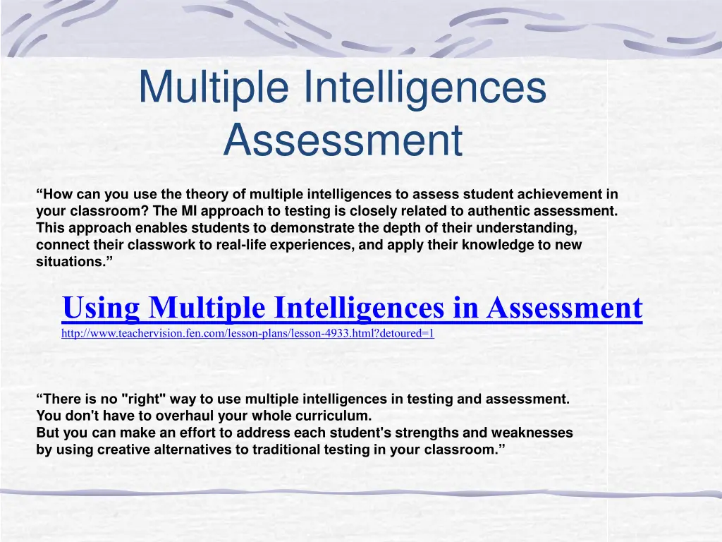 multiple intelligences assessment 1
