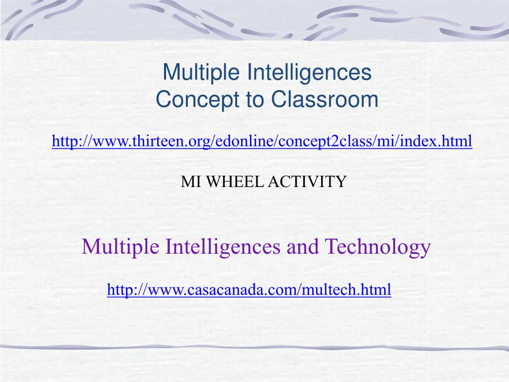 multiple intelligences concept to classroom