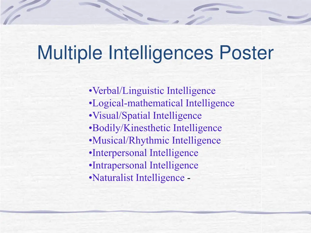multiple intelligences poster