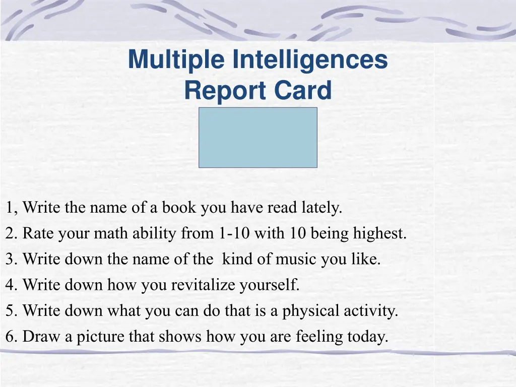 multiple intelligences report card