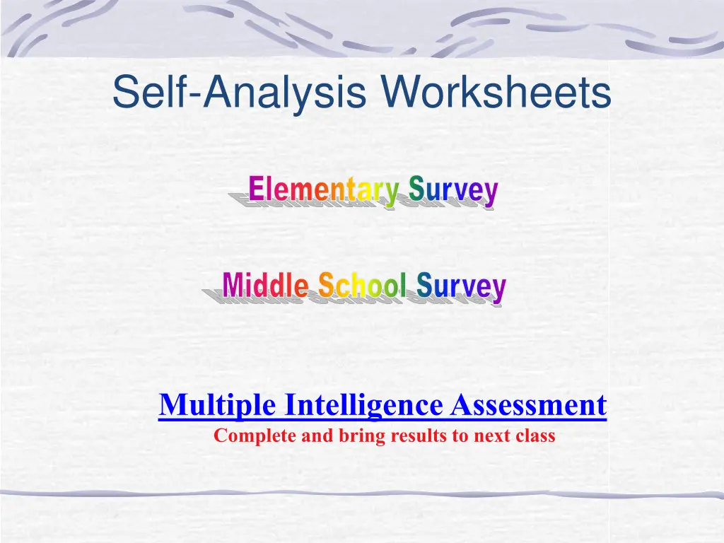 self analysis worksheets