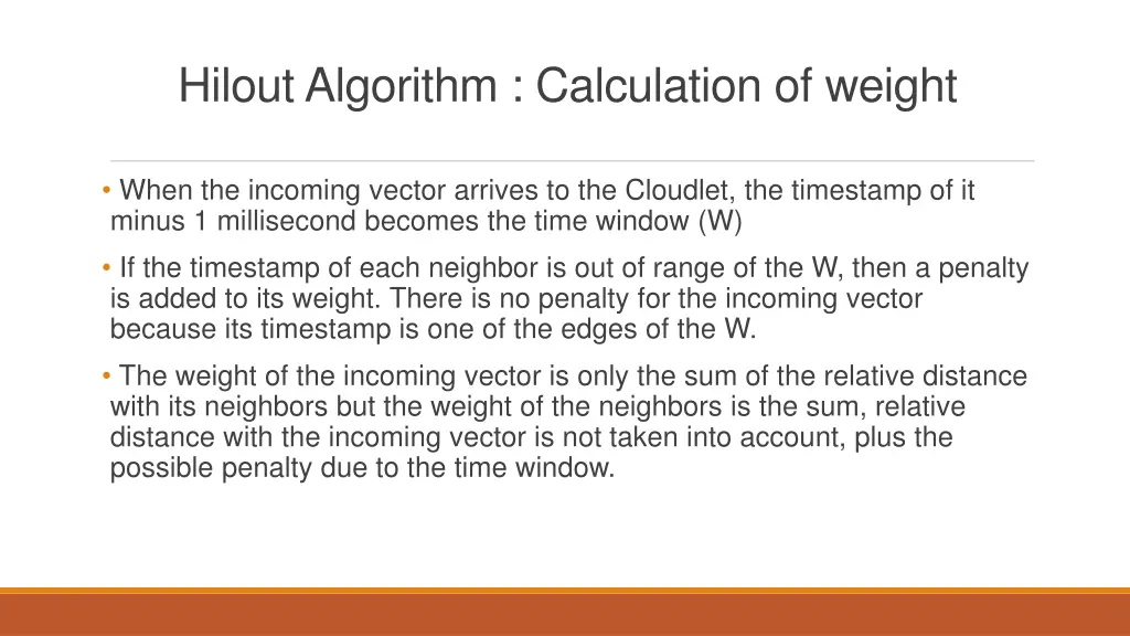 hilout algorithm calculation of weight