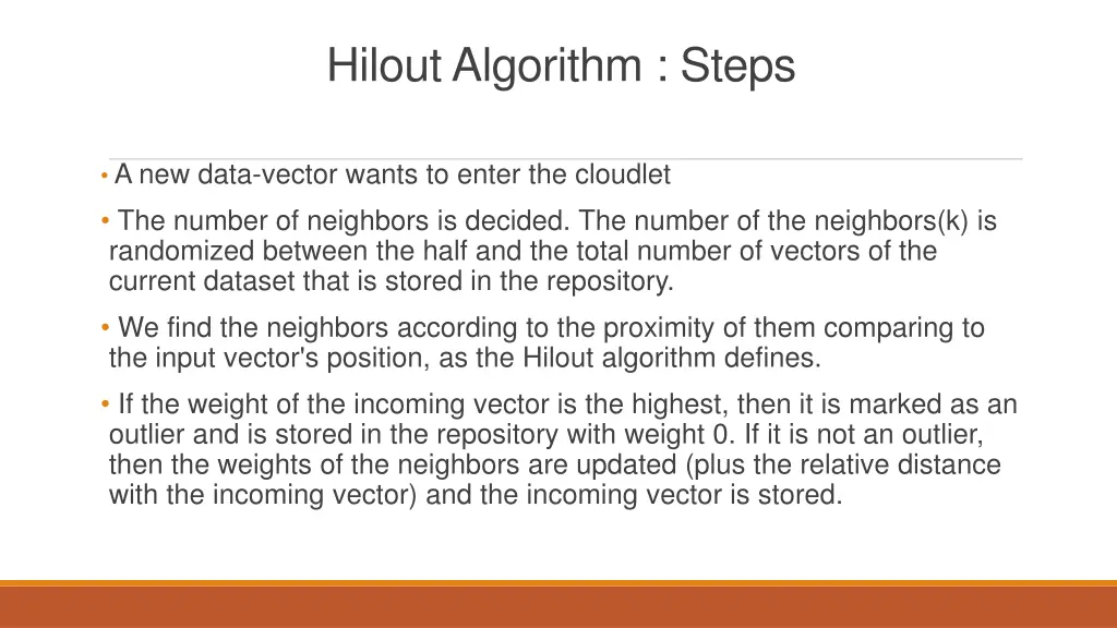 hilout algorithm steps