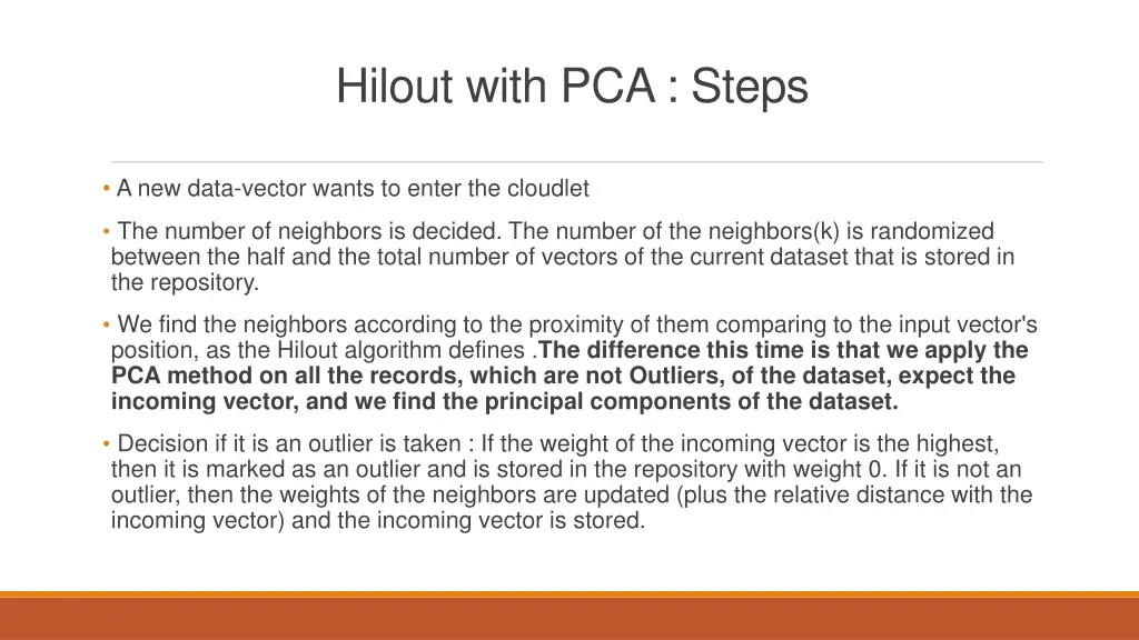 hilout with pca steps