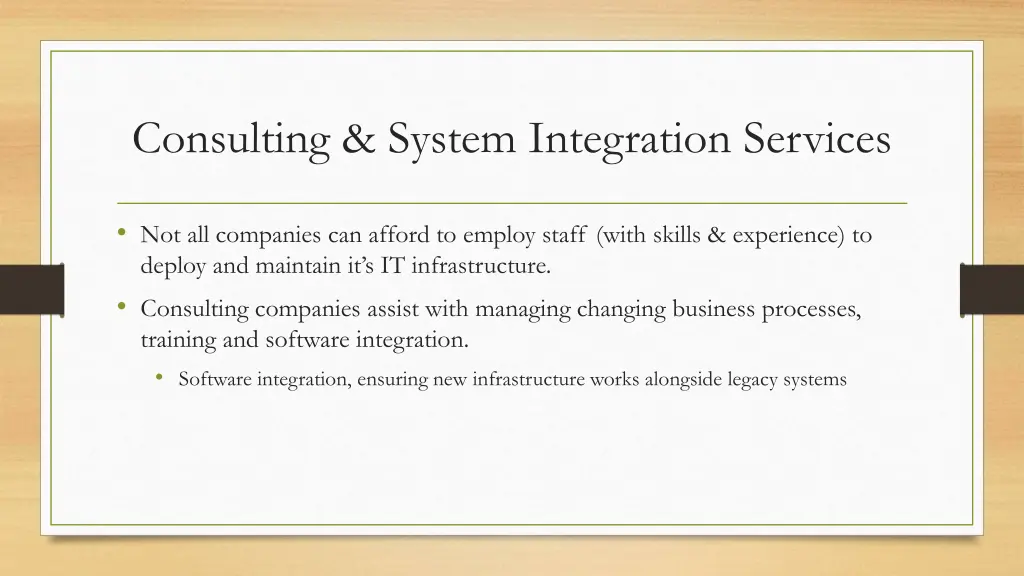 consulting system integration services