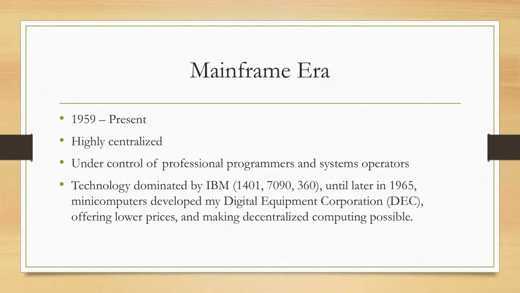 mainframe era