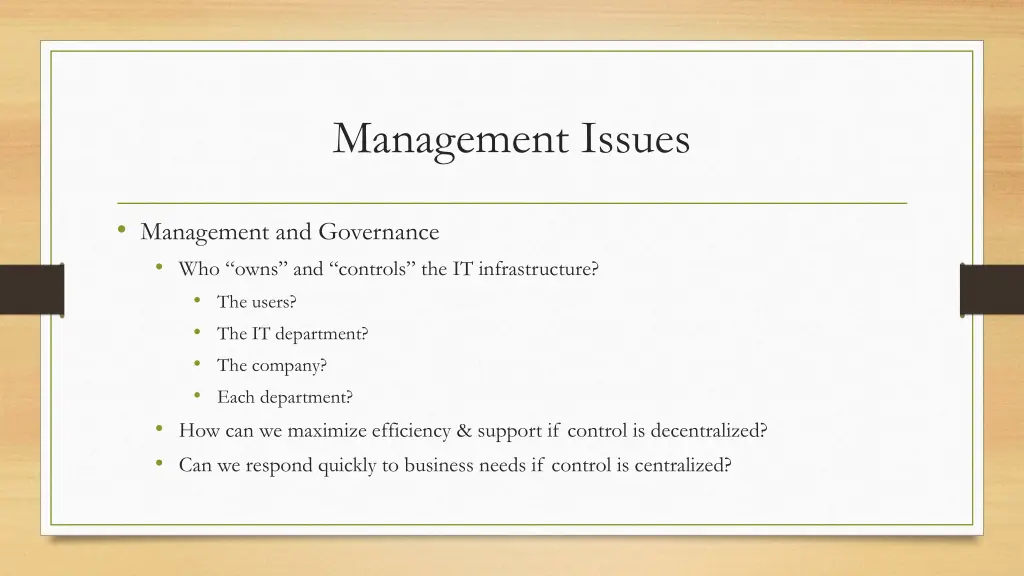 management issues 1