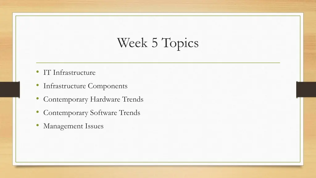 week 5 topics