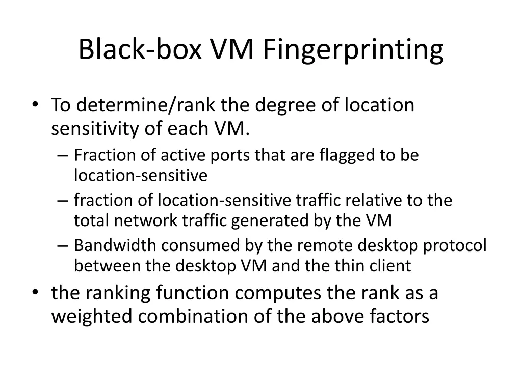 black box vm fingerprinting
