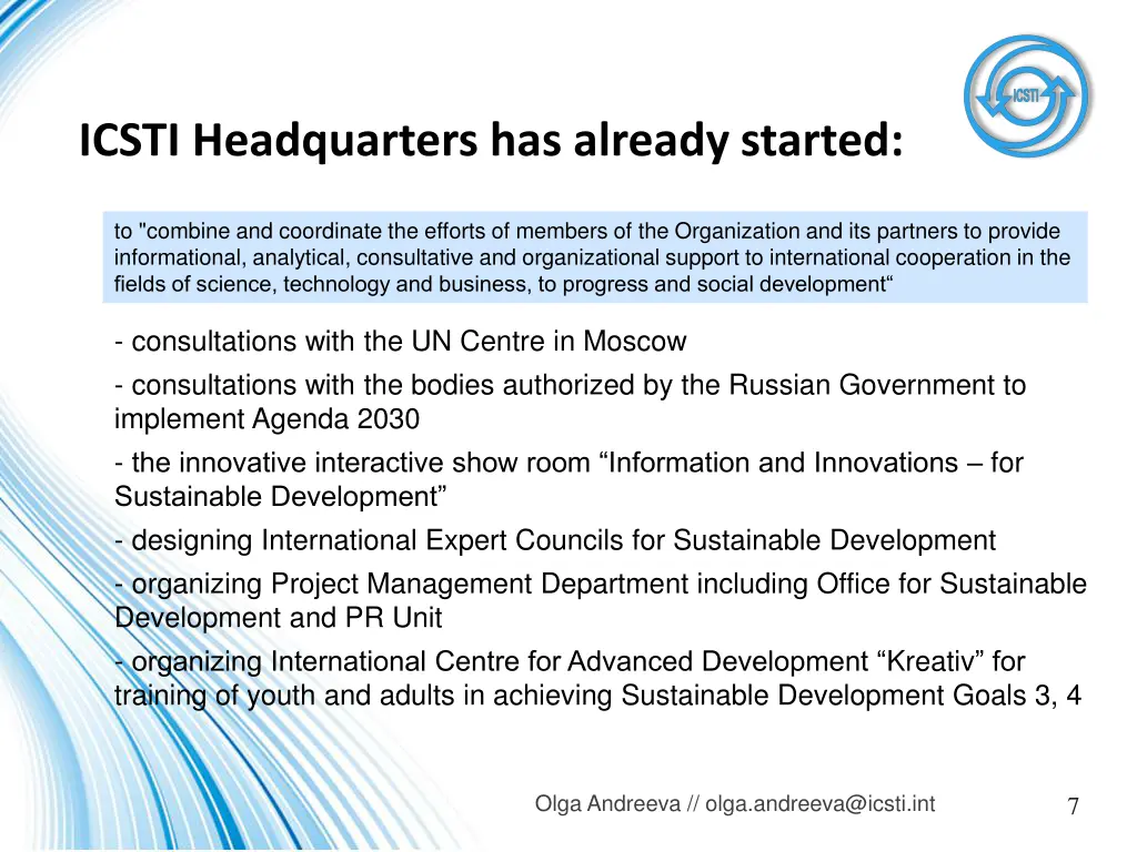 icsti headquarters has already started