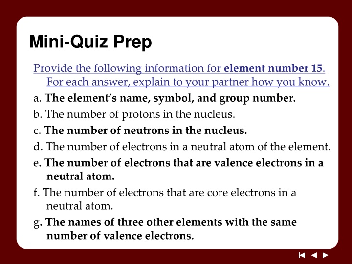 mini quiz prep