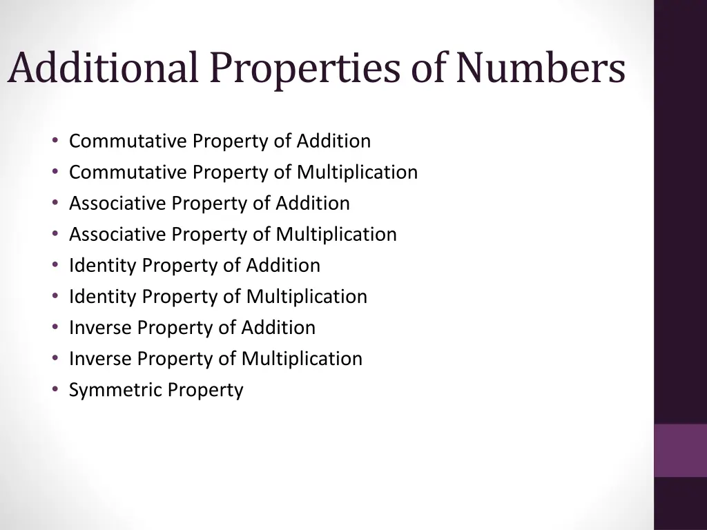 additional properties of numbers