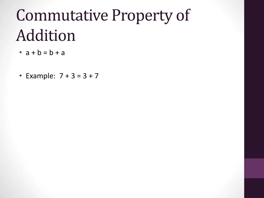 commutative property of addition a b b a