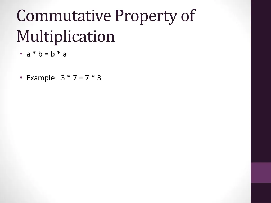 commutative property of multiplication a b b a