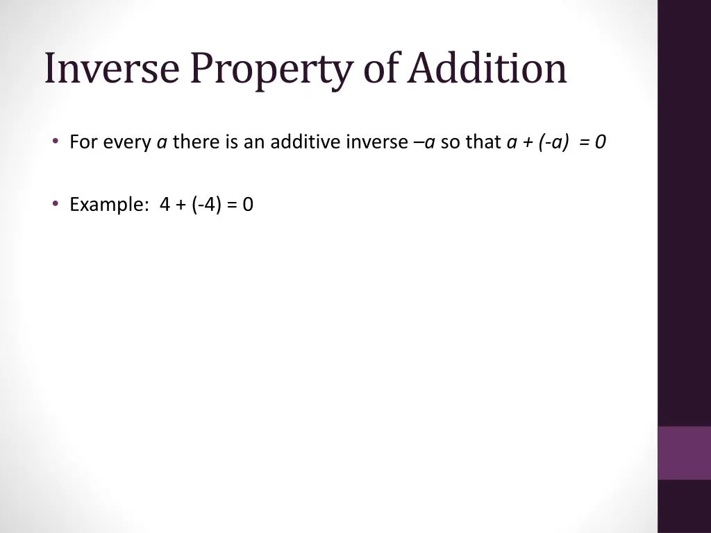 inverse property of addition
