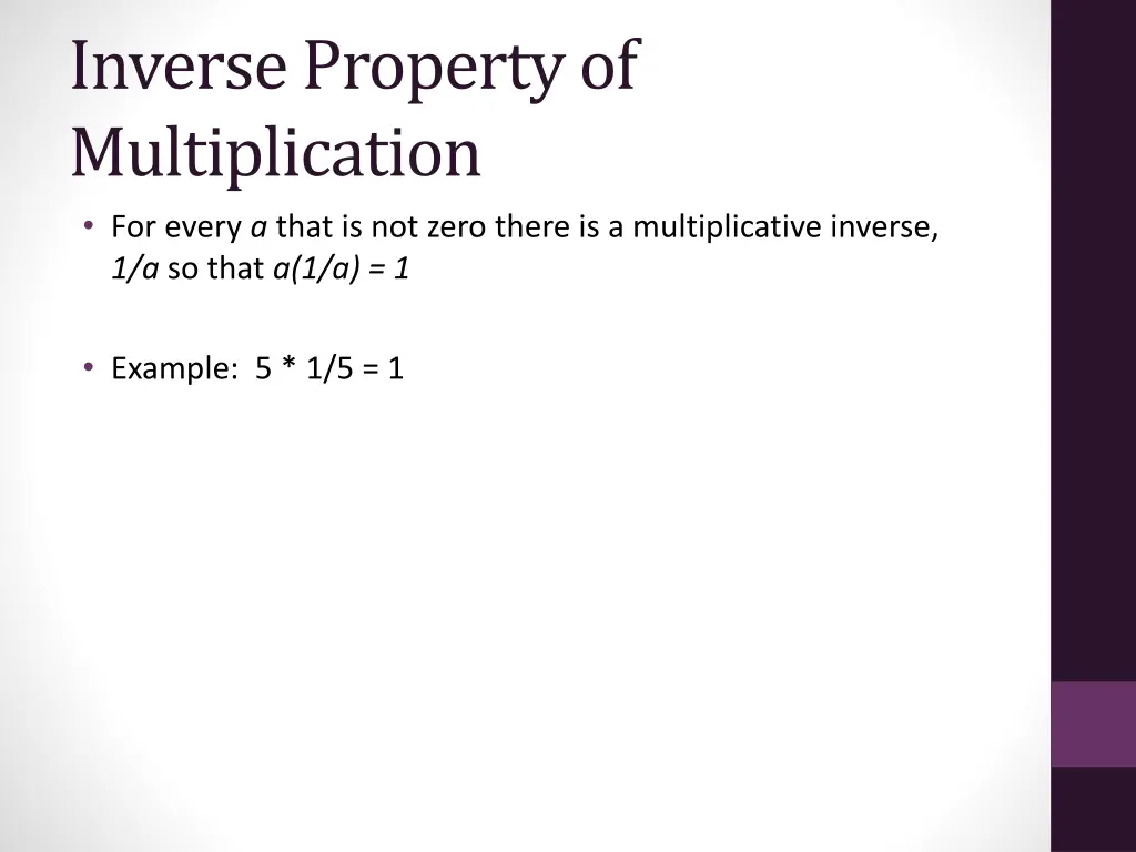 inverse property of multiplication for every