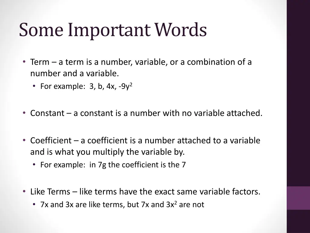 some important words