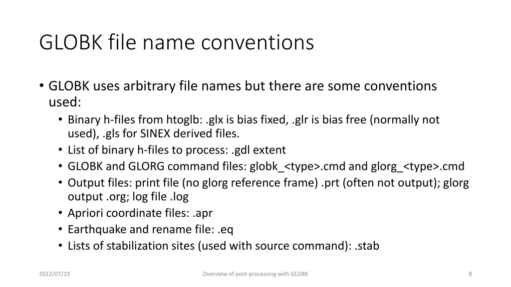globk file name conventions
