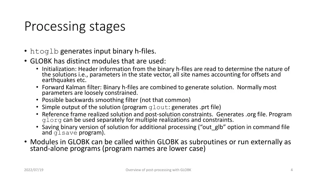processing stages