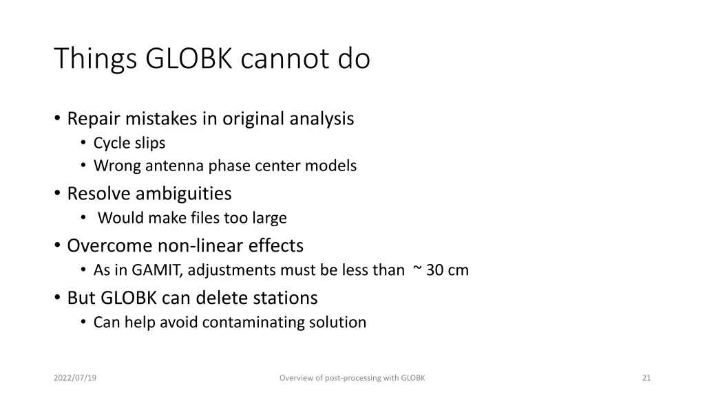 things globk cannot do