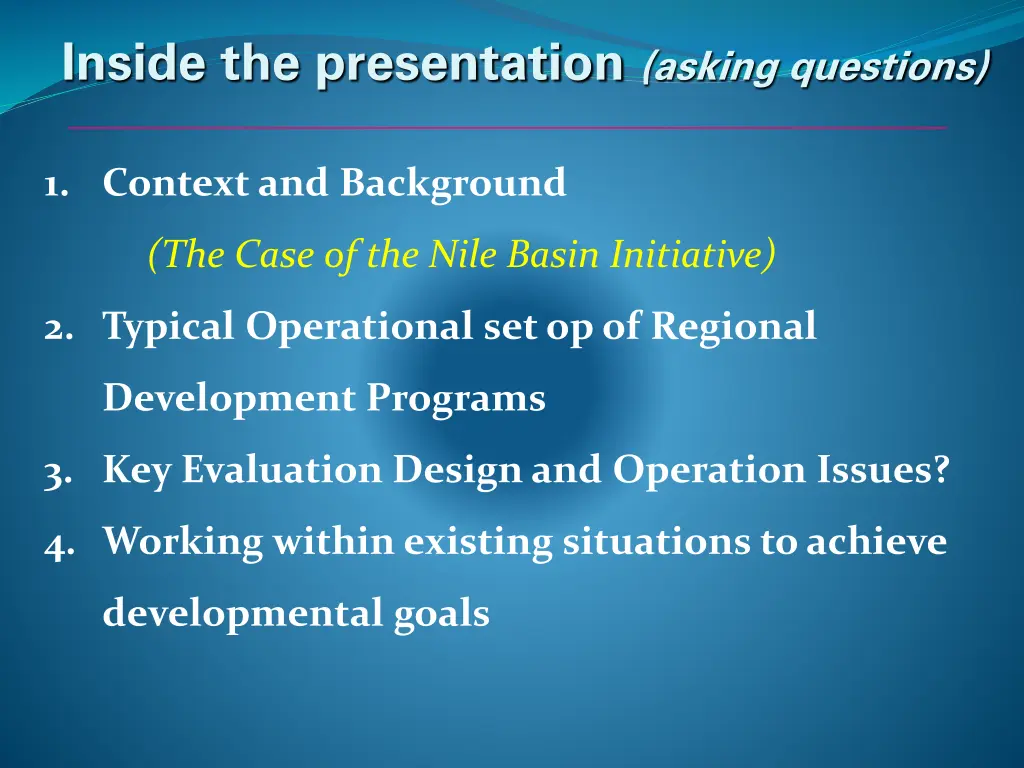 inside the presentation asking questions