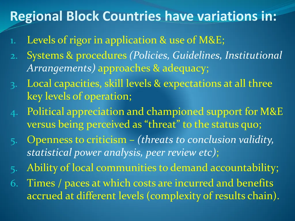 regional block countries have variations in