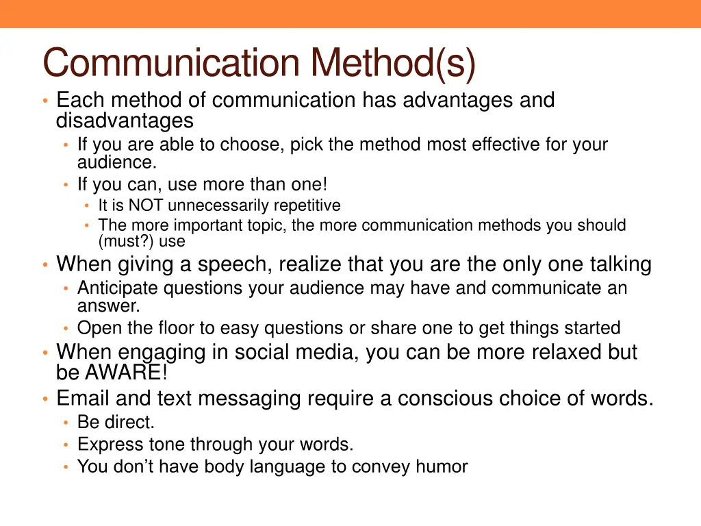 communication method s each method