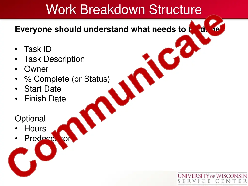 work breakdown structure communicate