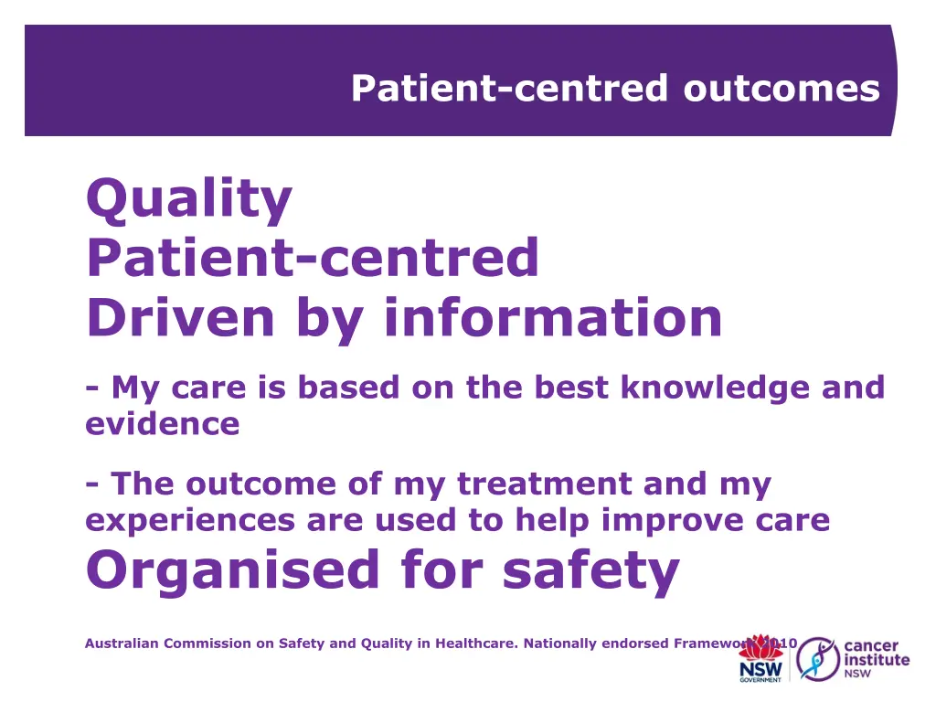 patient centred outcomes