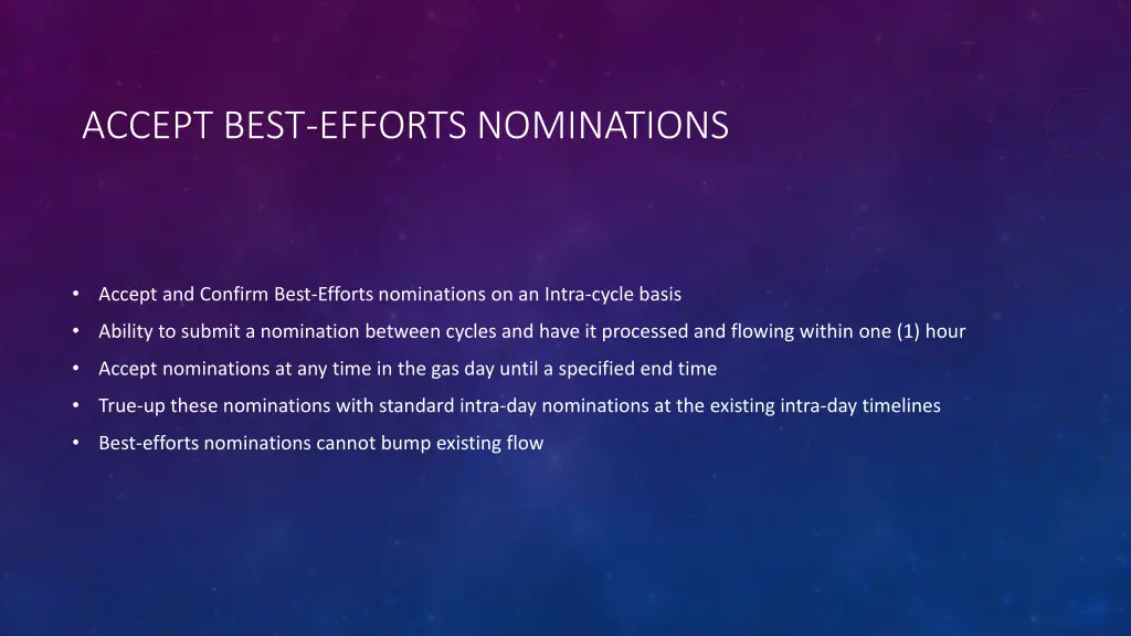 accept best efforts nominations