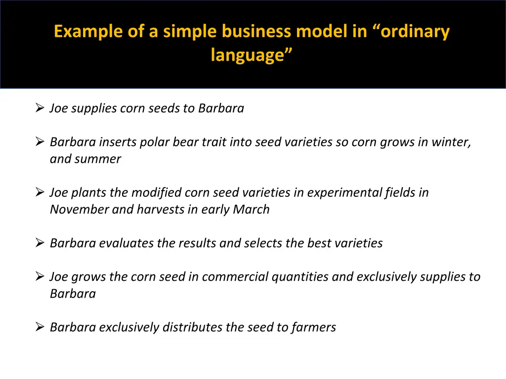 example of a simple business model in ordinary