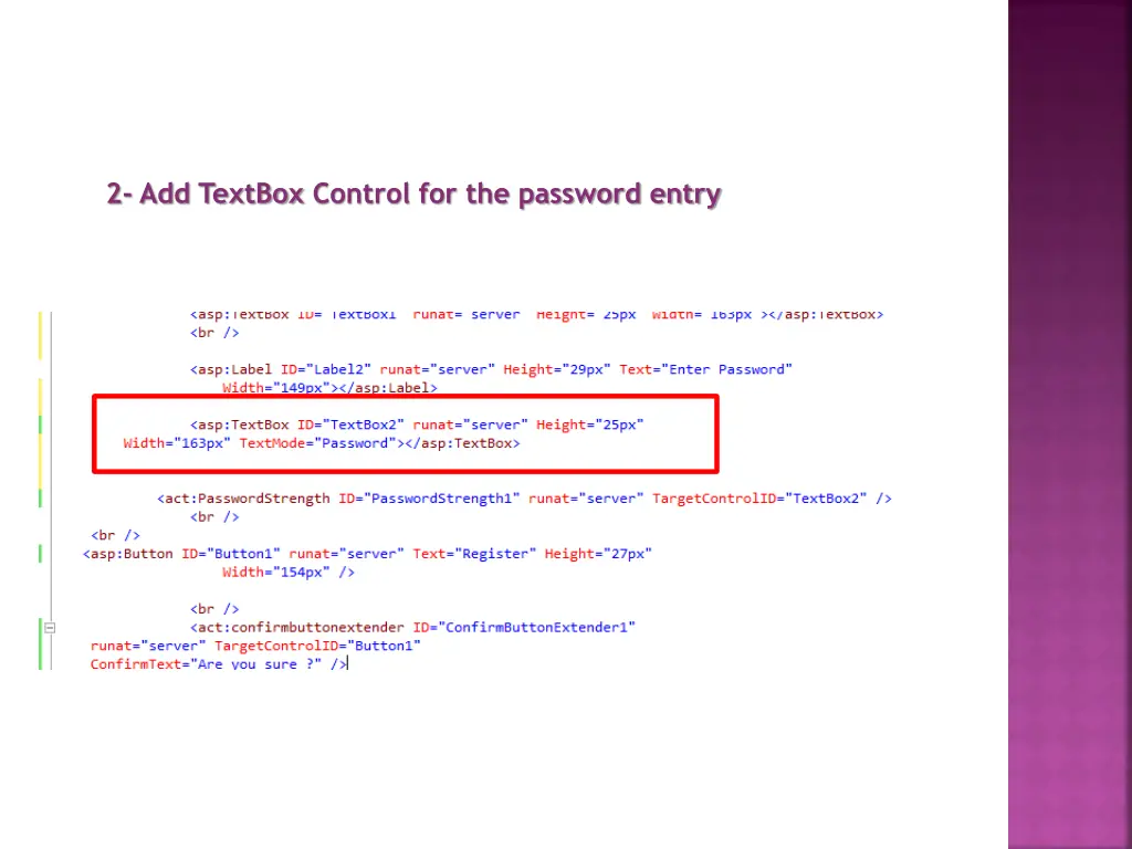 2 add textbox control for the password entry