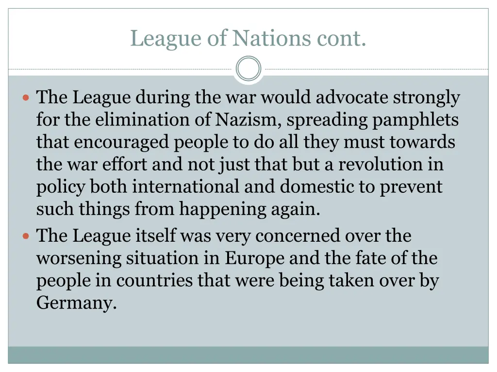league of nations cont