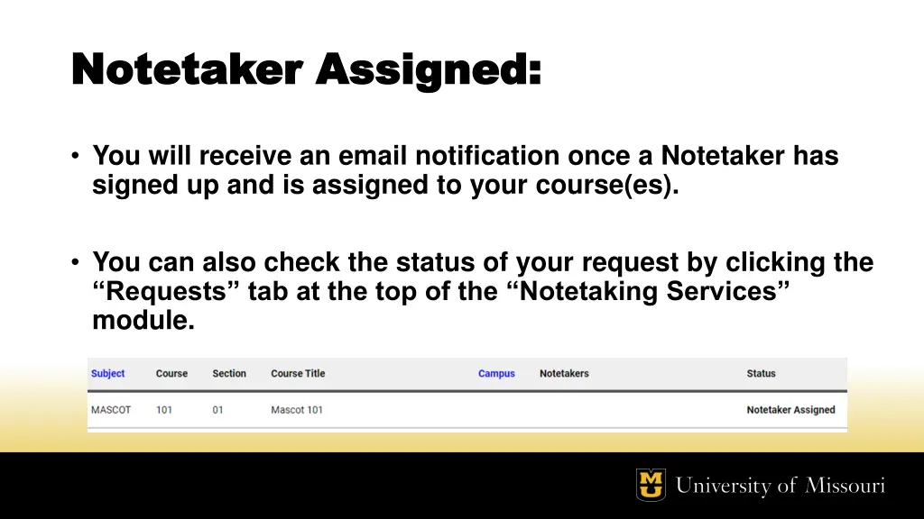 notetaker assigned notetaker assigned