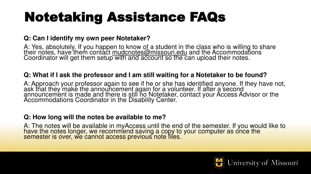 notetaking assistance faqs notetaking assistance
