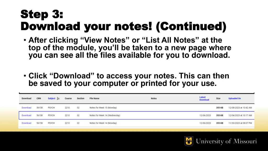 step 3 step 3 download your notes continued