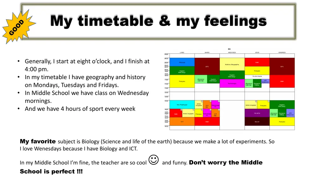 my timetable my feelings