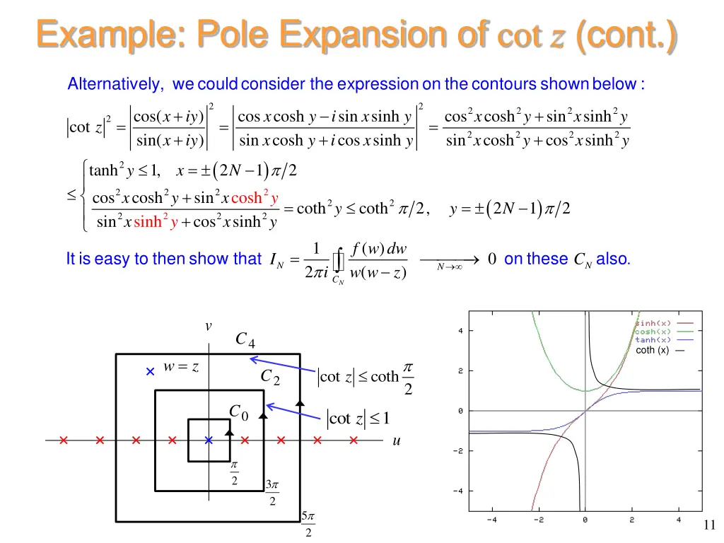 example pole expansion of cot z cont 3