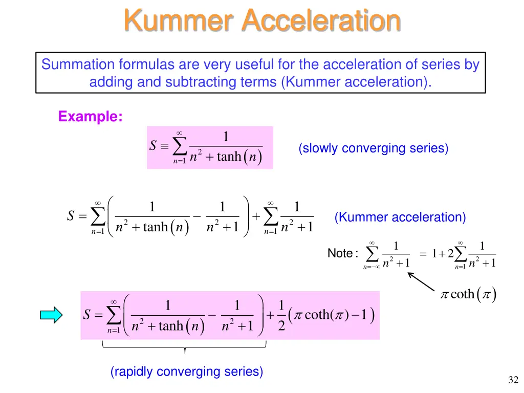kummer acceleration