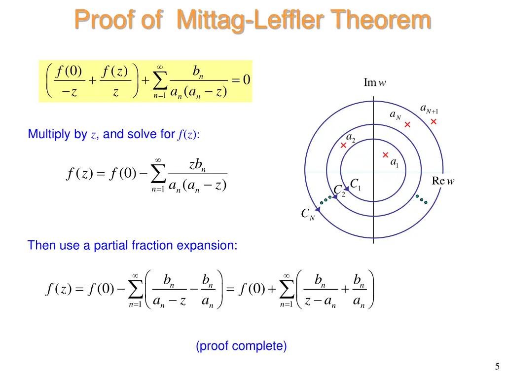 proof of mittag leffler theorem 2