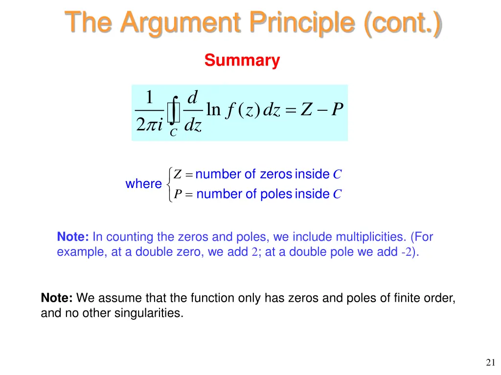 the argument principle cont 2